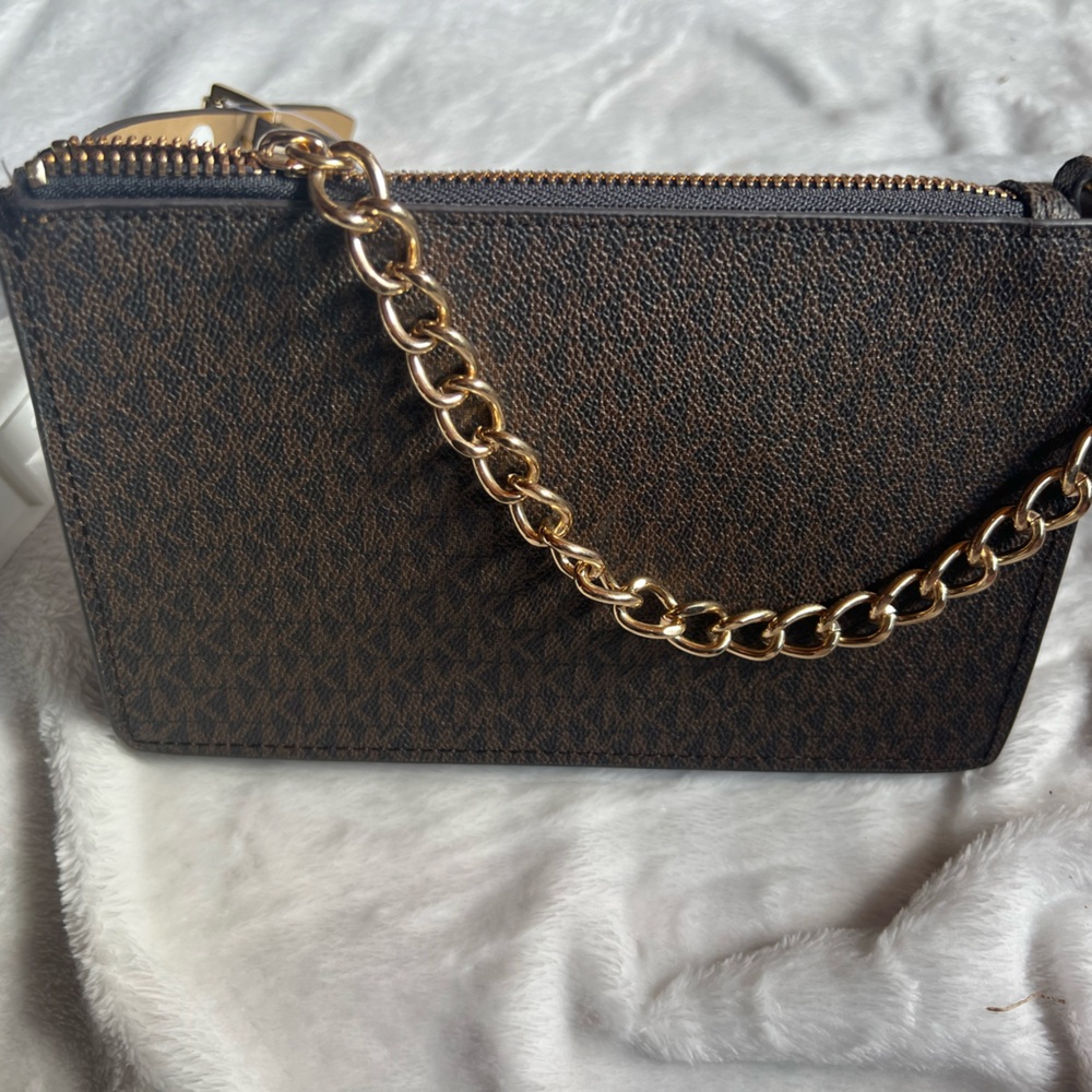 Michael Kors signature logo hip belt bag with gold chain. Size small. $55 NEW